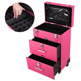 Byootique Pink PVC Rolling Nail Drill Makeup Cosmetic Artist Case