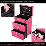 Byootique Pink PVC Rolling Nail Drill Makeup Cosmetic Artist Case