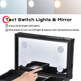 Byootique Black Rolling Makeup Case with Lighted Mirror 4 in 1