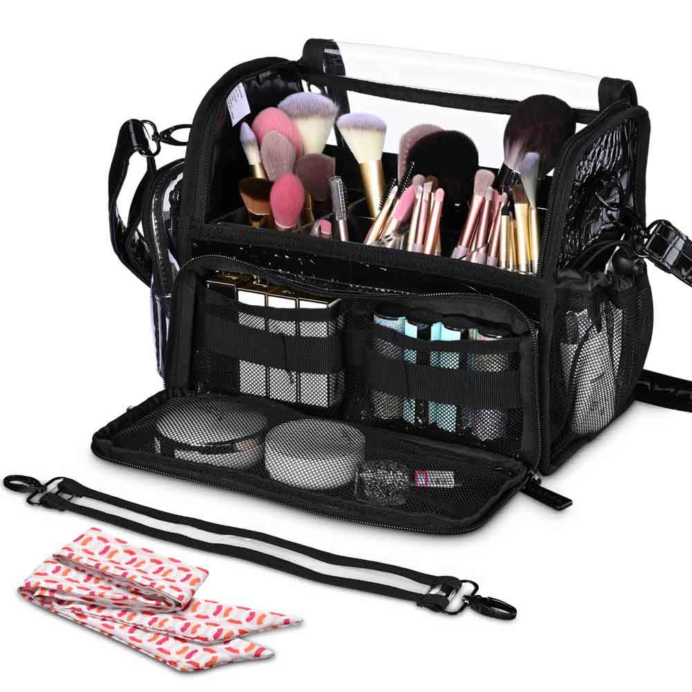 Byootique Portable Glitter Makeup Train Case Brush Holder Cosmetic