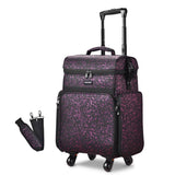 2-Tier Large Rolling Makeup Case for Hair Stylist Travel