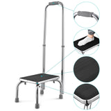 Medical Steel Step Stool w/ Handrail Chrome Non-slip Top Floor Tips
