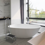 Medical Steel Step Stool w/ Handrail Chrome Non-slip Top Floor Tips