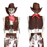 Halloween Cowboy Skeleton Life Size 5.4ft Lawn Skeleton Decoration