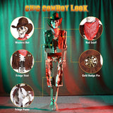 Halloween Cowboy Skeleton Life Size 5.4ft Lawn Skeleton Decoration