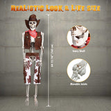 Halloween Cowboy Skeleton Life Size 5.4ft Lawn Skeleton Decoration