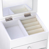 Tabletop Mirrored Jewelry Box Organizer Cabinet - White