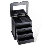 Tabletop Mirrored Jewelry Box Organizer Cabinet - Black