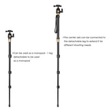 60.6" 3-Section Aluminum Travel Camera Tripod Monopod w/ Ball Head