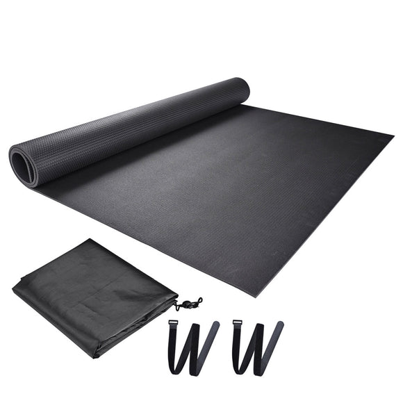 Large Yoga Mat Home Gym Flooring Exercise Mat Black, 6X4 ft