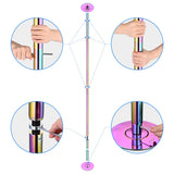 10' Portable Dancing Pole Spinning Static Pole DayGlo