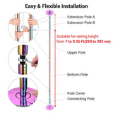 10' Portable Dancing Pole Spinning Static Pole DayGlo