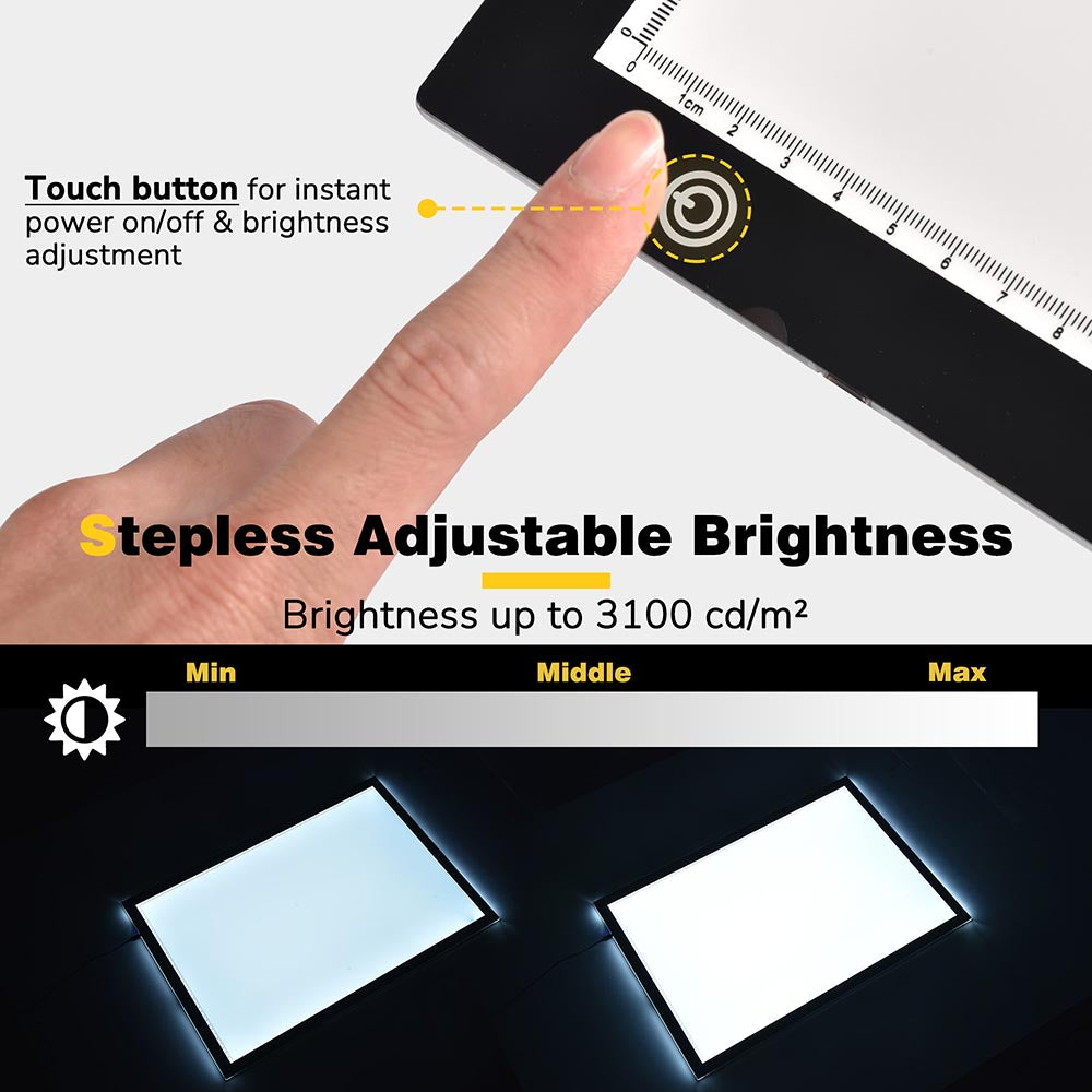 Anself A2 LED Light Tracing Pad Light Box Painting Tracing Panel Copyboard Stepless Adjustable Brightness USB Powered for Cartoon Tracing Pencil