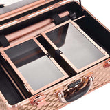 15x10x23in Rolling Makeup Train Case with Lights & Stand