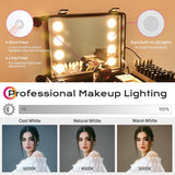 17x10x23in Rolling Makeup Train Case with Lights & Stand