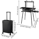 18x9x25in Rolling Makeup Train Case with Lights & Stand