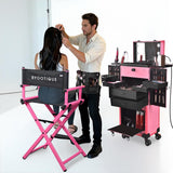 Byootique Pink Pro Artist Multifunction Rolling Makeup Cosmetics Case