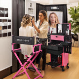 Byootique Pink Pro Artist Multifunction Rolling Makeup Cosmetics Case