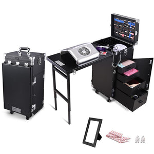 Byootique Nail Table Portable Makeup Station Speaker Drawers