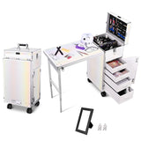 Byootique Nail Table Portable Makeup Station Speaker Drawers