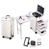 Byootique Nail Table Portable Makeup Station Speaker Drawers