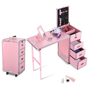 Pink Portable Makeup Station for Nail Tech Face Painter