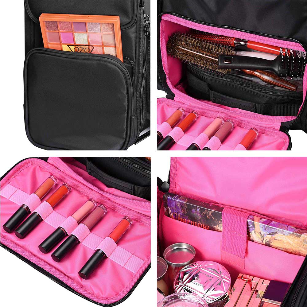 Rolling Hairstylist Nail Tech Case with Makeup Travel Bag
