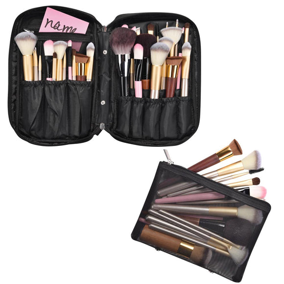 Makeup Brush Holder Travel Zip Around 17 Slots