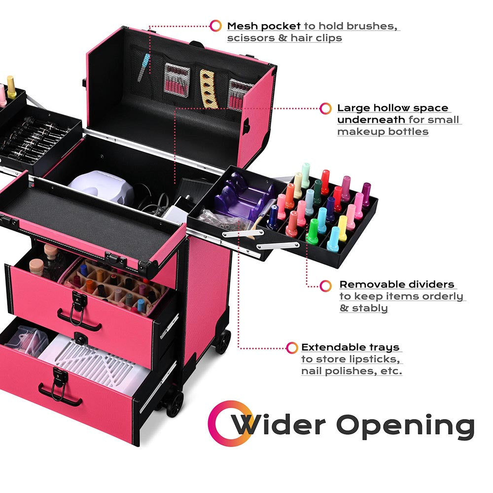 Byootique Rolling Makeup Train Case w/ Drawers