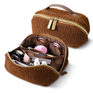 Portable Plush Makeup Bag Brush Organizer