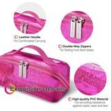 Glitter Lay Flat Cosmetic Bag with Compartments