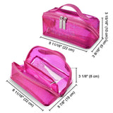 Glitter Lay Flat Cosmetic Bag with Compartments