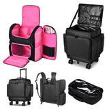 Black Rolling Makeup Case with Barber Backpack