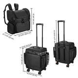 Black Rolling Makeup Case with Barber Backpack