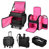 Rolling Hairstylist Nail Tech Case with Makeup Travel Bag