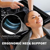 Salon Shampoo Bowl w/ Faucet Neck Rest Hair Trap