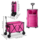 Foldable Utility Wagon Pink Folding Shopping Beach Wagon