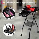 Magnetic Salon Tray Folding Service Cart with Drawer