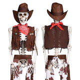 Halloween Cowboy Skeleton Life Size 5.4ft Lawn Skeleton Decoration