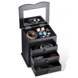 Tabletop Mirrored Jewelry Box Organizer Cabinet - Black