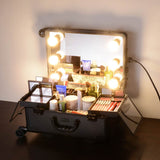 AW 13x8x20.5in Rolling Makeup Train Case with Lights & Stand
