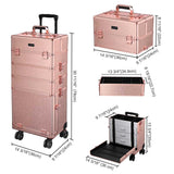 Byootique 4in1 Rose Rolling Makeup Case with Drawers on Wheels