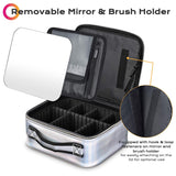 Iridescent Cosmetic Case with Brush Holder Mirror