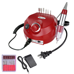 Red Nail Art Drill Machine Kit (Bits included)
