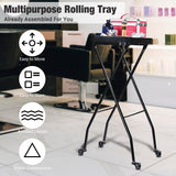 Black Rolling Storage Trolley Tray Cart