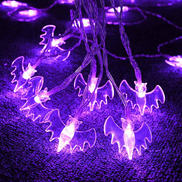 15ft Battery Operated Halloween Light Decorations Purple Bat